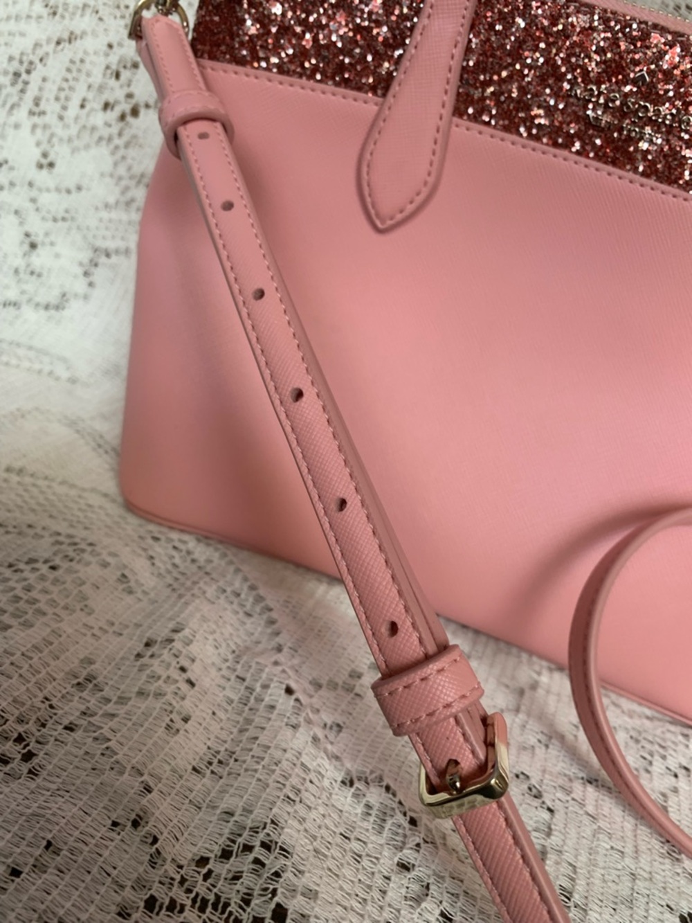 Kate Spade Flash Glitter Pink Satchel Crossbody Bag - Picture 5 of 16